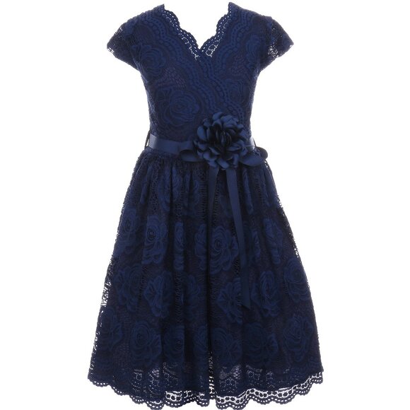 Flower Girl Dress Sale Little Girls Junior Girls Toddler Cap Sleeve Floral - Picture 1 of 4